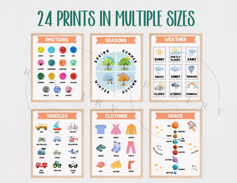 Montessori Educational Posters Set of 24: Kids Learning Prints, Playroom Wall Art (Digital Download) image 6