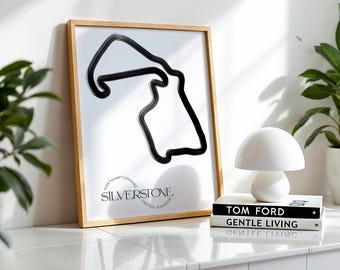 Póster del circuito de F1 de Silverstone pintado: Arte minimalista de carreras (impresión digital)