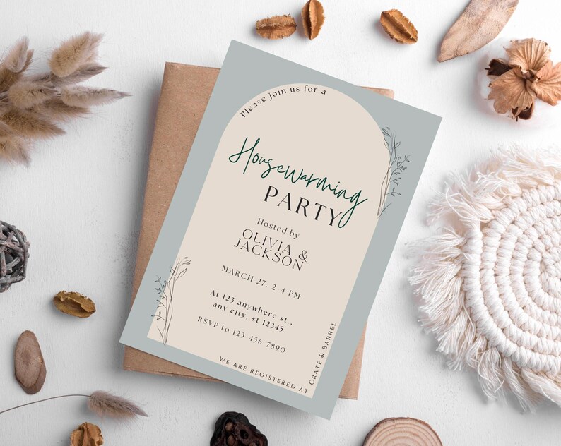 Minimalist Housewarming Invitation Template: Modern Neutral Design ...