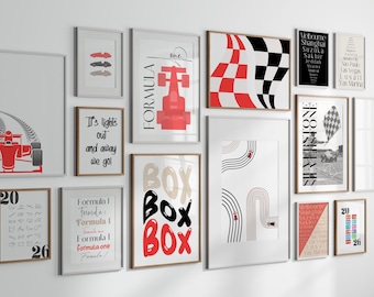 F1 Wall Art Prints: Minimalist Racing Posters, Set of 14 (Digital Download)