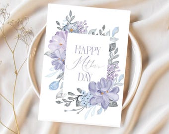 Watercolor Floral Mother's Day Card: Printable Spring Greeting (Digital Download)