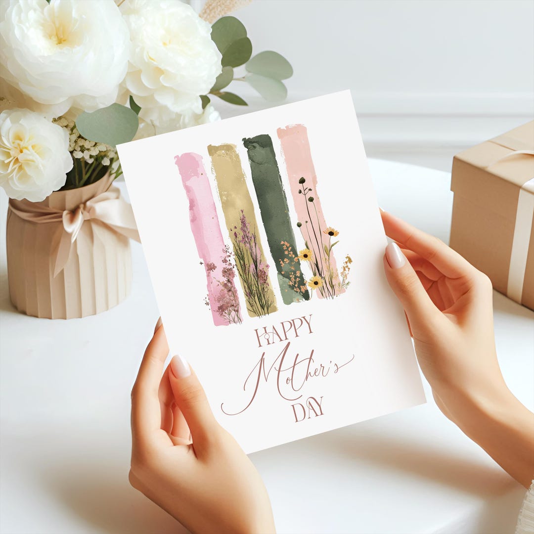 Watercolor Floral Mother's Day Card: Brushstroke Flowers (digital ...