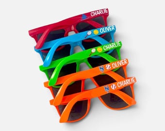 Personalized Kids Sports Sunglasses | Custom Team Sunglasses | Baseball Softball Soccer Volleyball Team Gifts | Kids Sports Party Favors