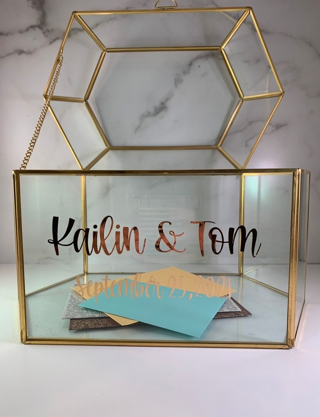 Luxe Gold & Glass Card Holder Glass Wedding Card Holder Glass Wedding