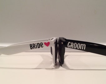 Set of Bride and Groom Sunglasses - Bridal Shower Gift - Bachelorette Party Gift - Bride and Groom Gift - Wedding Favors - Custom Sunglasses