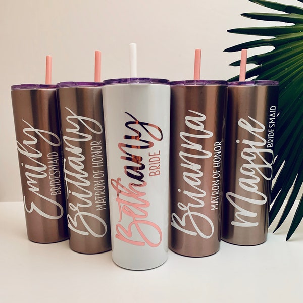 Bachelorette Party Gift, Bridesmaid Proposal, Custom Bridesmaid Tumbler, Bridesmaid Gift, Skinny Tumbler, Personalize Tumbler with Straw