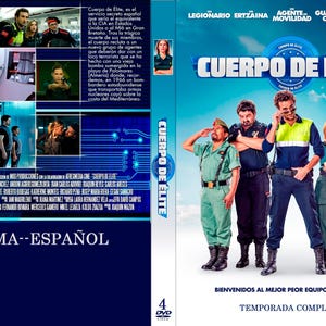 May include: A DVD box set for the Spanish-language comedy series "Cuerpo de Elite." The cover features a group of actors dressed in various law enforcement uniforms, with the title "Cuerpo de Elite" in large, bold letters. The text "Temporada Completa" indicates that the set includes the entire season.