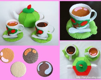 DIY felt apple tea set---PDF Pattern via Email--T21