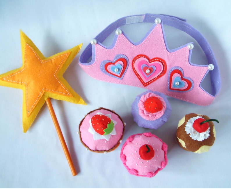 Felt cake pattern-Big cupcake and birthday cupcake setPDF via Email-F25, F25A image 3