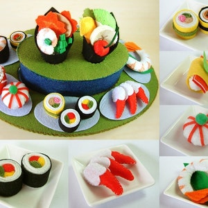 DIY felt Rotating Sushi set PDF PatternF22 image 1