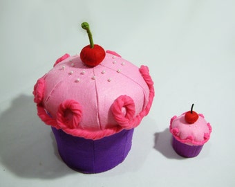 Felt food pattern-Big felt pinkalicious cupcake 10 inches tall--PDF via Email-F25A