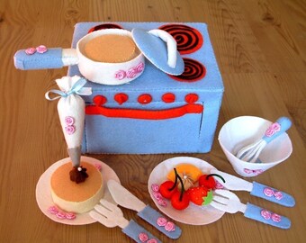 DIY felt Bake Oven and cooker set(12 in 1)---PDF pattern and instructions Via Email--T04