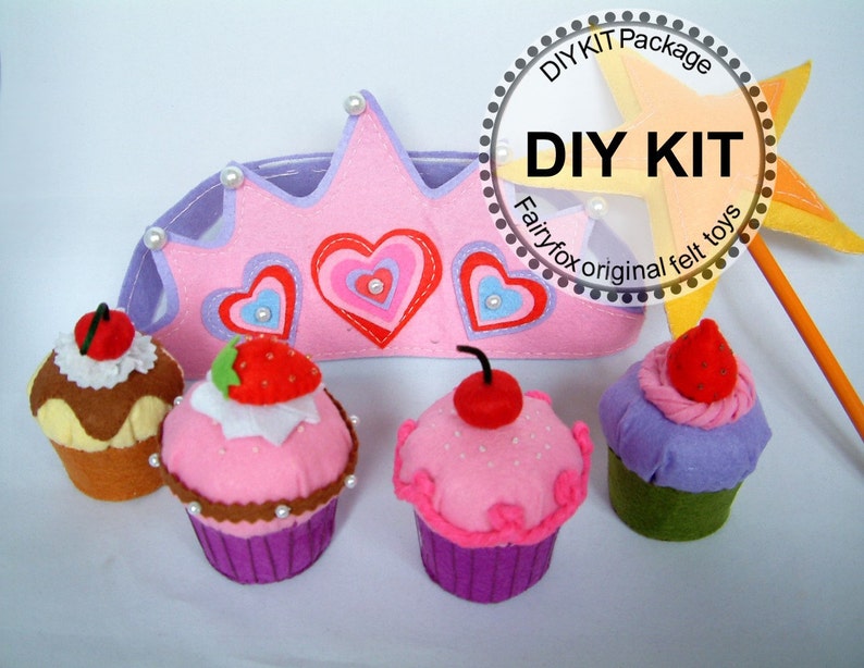 DIY Felt Cupcakescrownstar wand Kit PackageKF25 Etsy