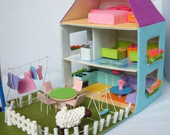 felt toy pattern-Felt Doll house,courtyard,furniture Bundle set-PDF via Email-T14,T15