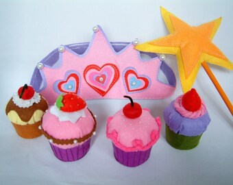 New--Felt food pattern-Cupcake,muffin,star wand,crown-PDF via Email-F25