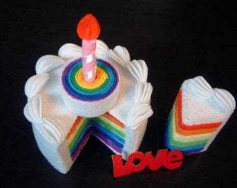 play food-DIY felt rainbow cake(double tiers)---PDF Pattern-F30