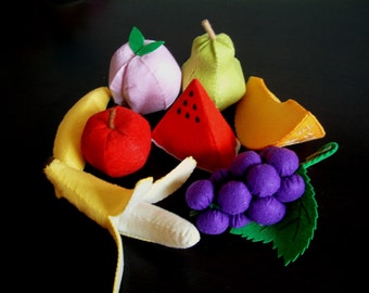 DIY Lovely fruit set 2(Watermelon,banana,peach,pear,grape,honeymelon)--PDF Pattern via Email--V03