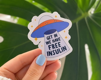 Pegatina de vinilo de insulina gratis, calcomanía impermeable para portátil y vaso para diabetes tipo 1