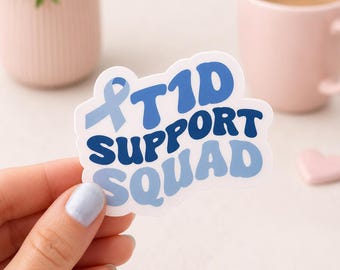 Pegatina de vinilo del equipo de apoyo para la diabetes tipo 1, calcomanía impermeable para portátil o vaso.