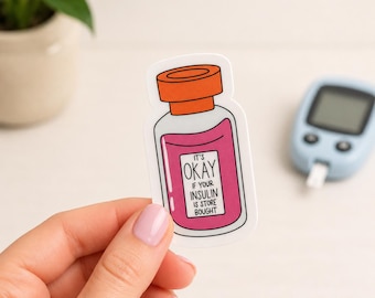 Pegatina de vinilo con forma de vial de insulina, calcomanía impermeable para portátil o vaso para personas con diabetes tipo 1.