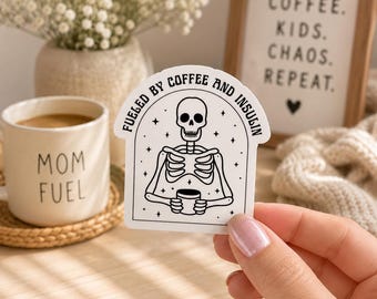 Pegatina de vinilo de café e insulina, calcomanía impermeable para portátil o vaso para personas con diabetes tipo 1.