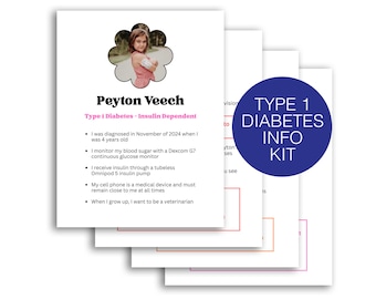 Type 1 Diabetes Info Kit - Editable Template for School, Sports, Emergency
