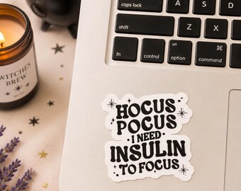 Naklejka winylowa z insuliną „Hocus Pocus”, wodoodporny laptop z cukrzycą typu 1, naklejka na kubek