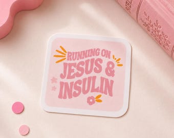 Pegatina de vinilo de Jesús y la insulina, calcomanía impermeable para diabetes tipo 1 para computadora portátil o vaso.