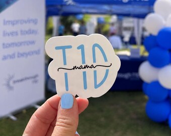 Naklejka winylowa „T1D Mama”, wodoodporna naklejka na laptopa, kubek z cukrzycą typu 1