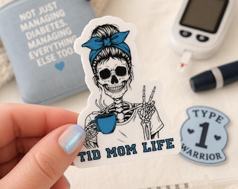 T1D Mom Life Vinyl Sticker, Type 1 Diabetes Waterproof Laptop, Tumbler Decal