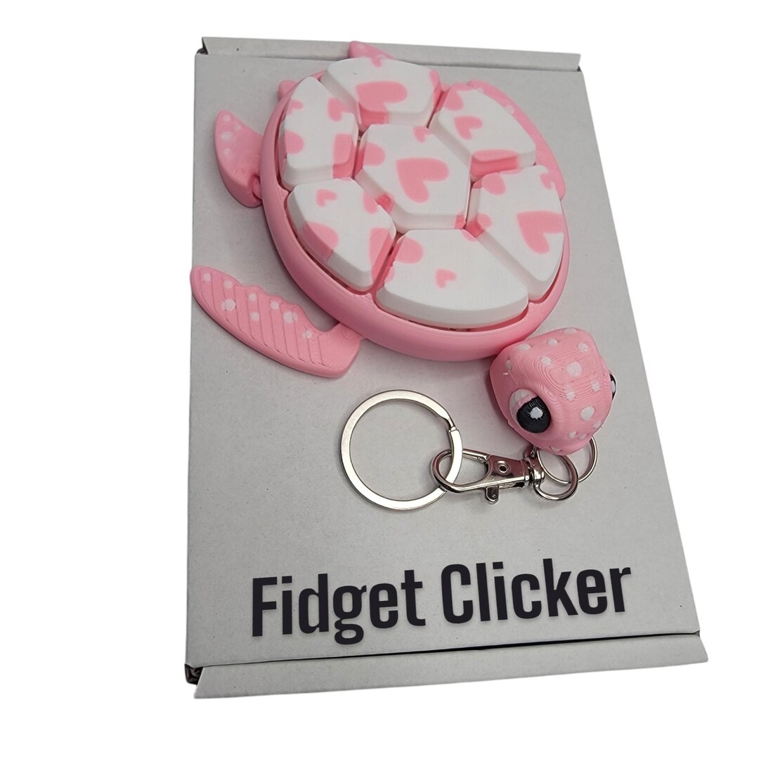 Pink Turtle Fidget Clicker Bag Charm, Backpack Tag, Keychain, Fidget ...