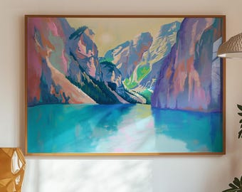 Switzerland Travel Print, Abstract Wall Art featuring Oeschinensee Lake, Europe Travel Poster, Swiss Alps Wall Art, Living Room Decor