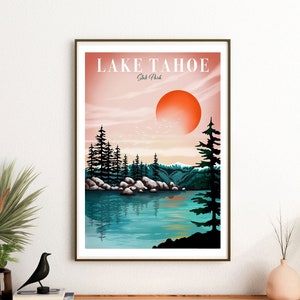 Lake Tahoe Poster California Wall Art Nursery Travel Art State Park Home Decor Wall Art image 3