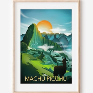 Machu Picchu Art, Peru Travel Poster, South America Wall Art, Andes Mountains print, Travel Gift