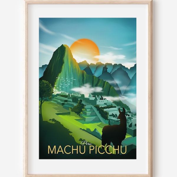 Machu Picchu Peru Reise Poster, Südamerika Wandbild, Machu Picchu Bild, Anden Berge Kunstdruck, Reise Geschenk