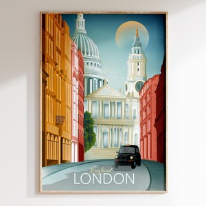 London Print, St Paul’s Cathedral Decor, London Travel Wall Art, St Paul&#39;s Cathedral Poster, London Wall Art, London Black Cab Print