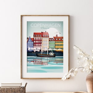 Copenhagen Print, Travel Poster, Nordic Wall Art, Scandinavian Art, Denmark Wall Art, Wall Art Prints image 1