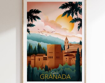 Granada Poster | Spain Print | Andalusia | Spain Travel Art | Alhambra Art