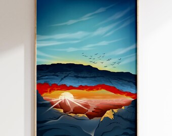 Park Narodowy Canyonlands Wydruk: Plakat podróżniczy do Utah, sztuka ścienna o tematyce dzikiej przyrody