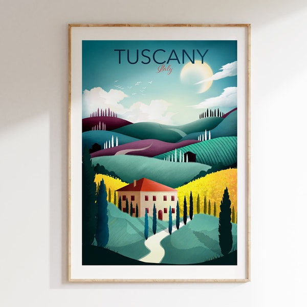 Tuscany Print | Italian Landscape | Italy Wall Art | Travel Poster | Italy Print | Tuscan Landscape Poster | Bedroom Wall Art