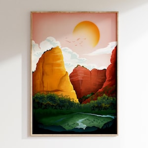 Zion National Park Poster, National Park Print Travel Wall Art, Living Room, Home Office, Wall Art, Gift, Printable Wall Art