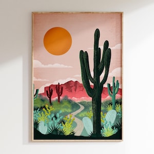Saguaro Poster, National Park Poster, Arizona Wand Kunst, Saguaro Kaktus, Saguaro National Park, Wüste Arizona Wüste Kaktus Bild