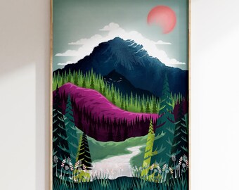 Mount Rainier Nationalpark Poster: Mid-Century Modern Wohnzimmer Wandkunst