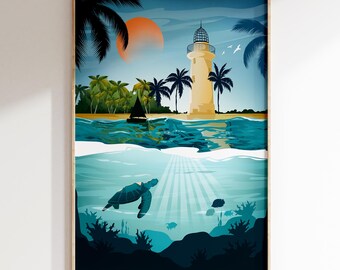 Biscayne National Park Poster: Florida Keys Travel Print