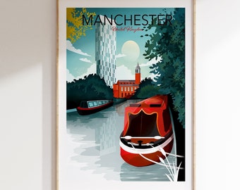 Manchester Print | Manchester Canal | City Print | England Poster | Travel Wall Art