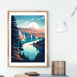Crater Lake Poster | National Park Print | Oregon print | Pacific Northwest Art | Travel Wall Art Decor | Office Art Decor | Bedroom Print