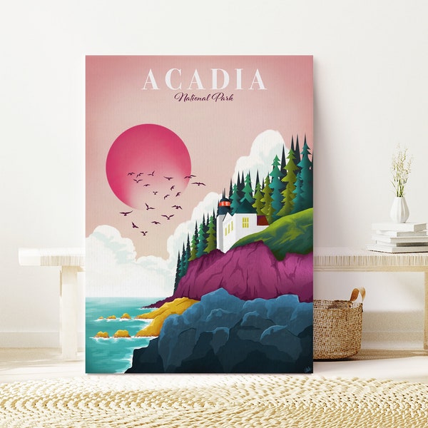 Acadia National Park Canvas Art: Ready to Hang Travel Poster