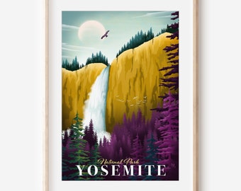 Yosemite Print | National Park Poster | Sierra Nevada Mountains | Yosemite Waterfall Art | California National Park Gallery Wall