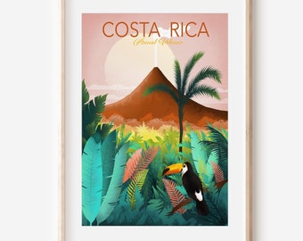 Costa Rica-poster | Tropische jungleprint | Costa Rica kunst aan de muur | Reisposter | Avontuurlijke kinderkamer | Reismuurdecoratie | Woonkamer kunst