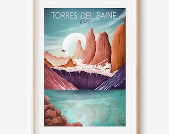 Torres del Paine | National Park Poster | Chili Wall Art | Travel Poster | Adventure Nursery Art